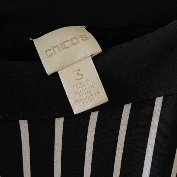 Plus Size Chicos Jumpsuit Black & White vertical stripes relax drop shoulder SZ3 - Picture 7 of 8